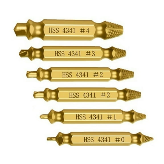 6X Screw Extractor, Damaged Screw Extractor Drill Bit Set Stripped Broken Screw Bolt Remover Extractor Easily Take Out Demolition Tools