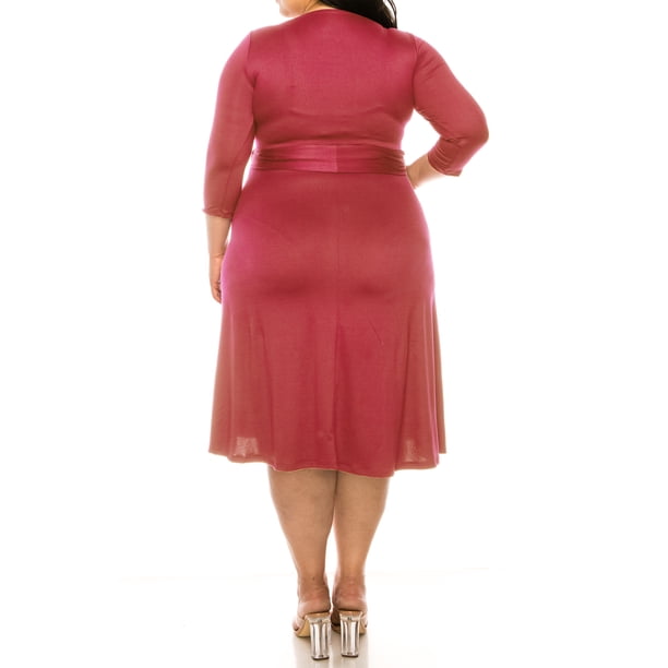 chinese dress ladies BFFBABY Womens Plus Size Wrap V Neck Casual A Line Midi Dresses Short  Sleeve Summer Swing Dress with Belt Pockets at Amazon Women's Clothing store main image 0