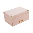 thumbnail image 3 of Joyero de viaje, organizador de joyas, expositor de 2 capas, estuche de viaje para joyas Rosa, 3 of 9