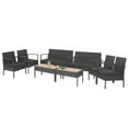 thumbnail image 2 of Costway 8PCS Patio Rattan Furniture Set Cushioned Chair Wooden Tabletop Black, 2 of 8
