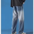 thumbnail image 4 of Jeans for Men Casual High Street Gradient Elastic Waist Drawstring Loose Straight Leg Denim Trousers 2025 Trend Outdoor Streetwear Pants for Men Blue L, 4 of 4