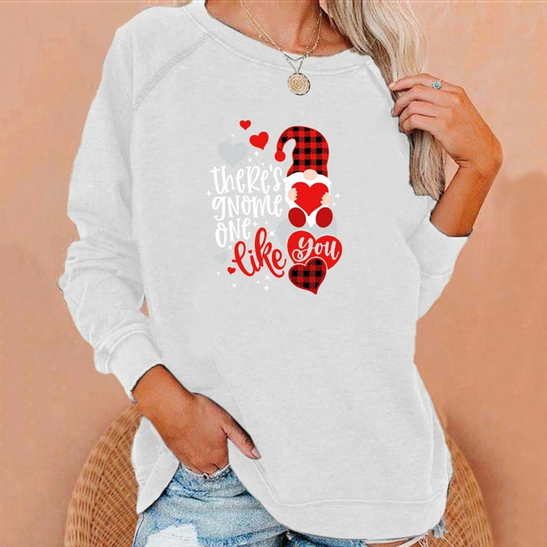 Amtdh Womens Tops Y2K Clothes Raglan Valentine's Day Print Tee Shirts Gifts  for Girlfriends Crewneck Long Sleeve Shirts for Women Casual Sweatshirts  Oversized Tops for Girls White XXL 