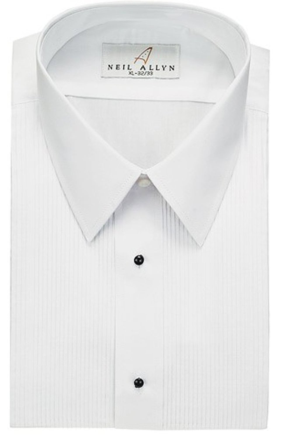 Neil Allyn Mens SLIM FIT Lay-Down Collar 1/4 Pleats Tuxedo Shirt