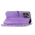 thumbnail image 6 of Nalacover Wallet Case for iPhone 14 Pro Max, Embossed Pattern Design Zipper Pocket Handbag Wrist Strap Premium PU Leather Flip Cover with Card Slots Holder Magnetic Clasp Kickstand Case,Purple, 6 of 13