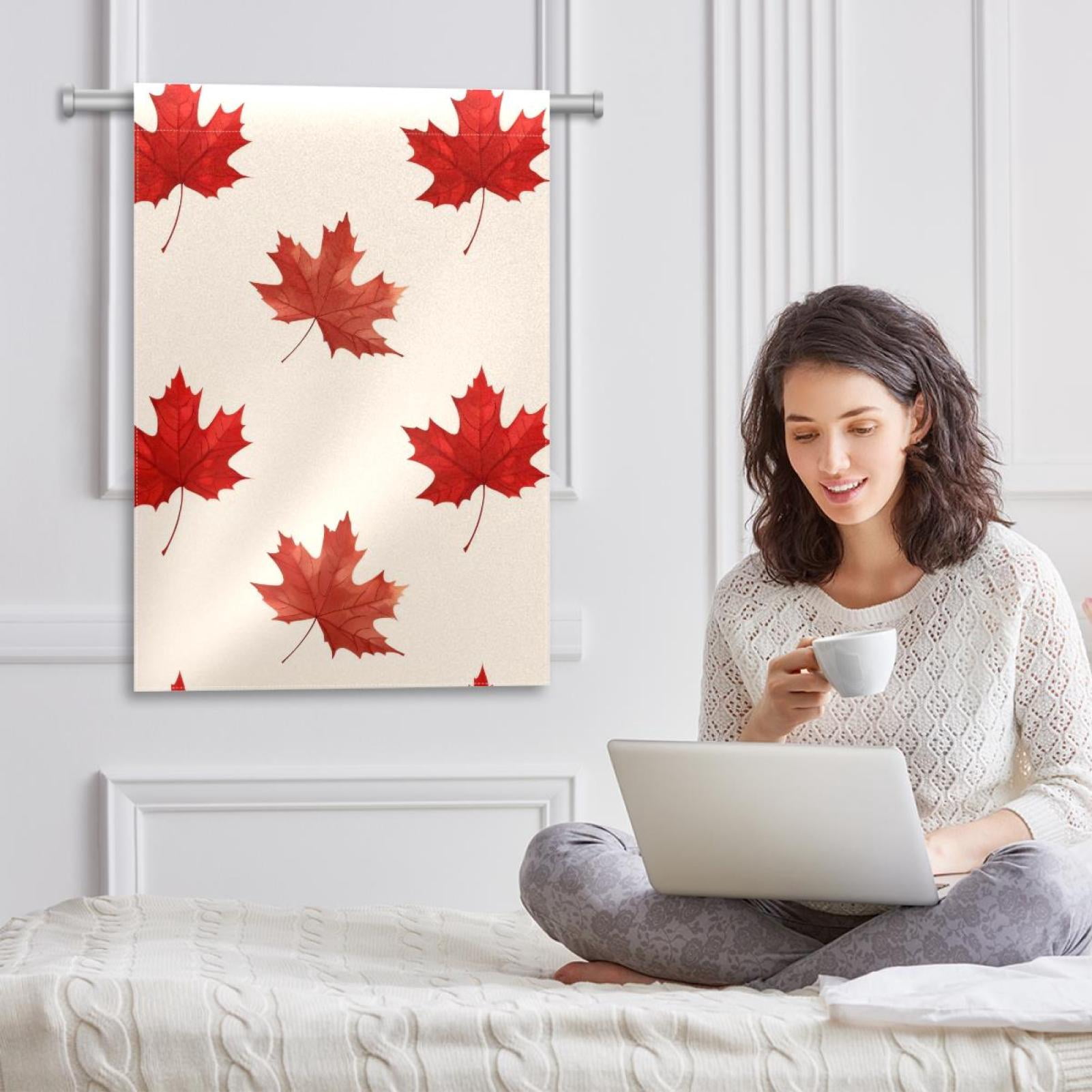 Welcome Red Maple Leaf Garden Flag, Vertical Double Sided Small House Flag, Yard Farmhouse Outdoor Deck Veranda Lawn Decor 28x40 Inch