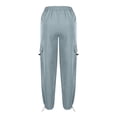 thumbnail image 4 of Hudaneo Girls Cargo Pants High Waisted Baggy Streetwear Pants with Pockets Wide Leg Streetwear Kids Pants, Light Blue 12-13 Years, 4 of 6
