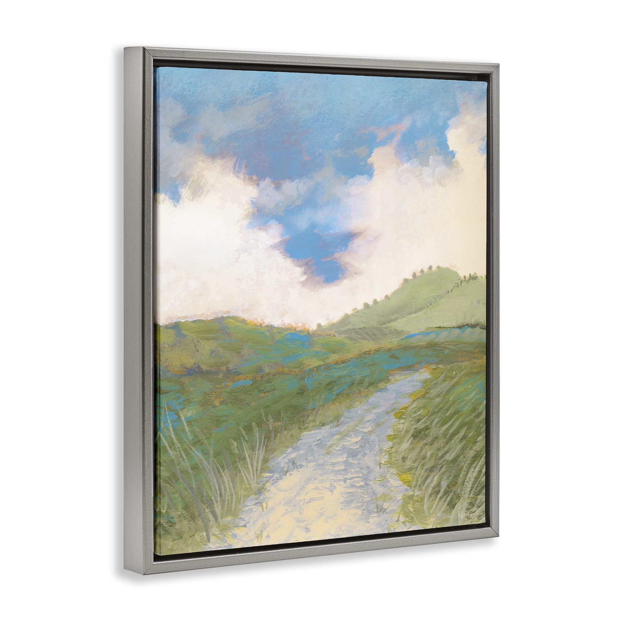 Stupell Industries Windy Path Impression Gray Framed Floater Canvas Wall Art, design by Dan Meneely