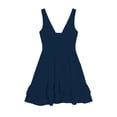 thumbnail image 5 of Miluxas Women's Summer Mini Dress Twist Front V Neck Sleeveless Mini Dress Double Ruffle Hem High Waisted A Line Beach Sundress for Vacation Navy, 5 of 6