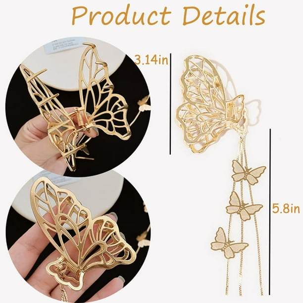 Butterfly Hair Clips 1PCS Butterfly Metal Hair Claw Clip Big Nonslip Gold Hair Butterfly Hair Clips 1PCS Butterfly Metal Hair Claw Clip Big  main image 3