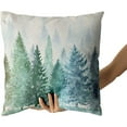 thumbnail image 4 of Pine Tree Throw Pillow Covers 20x20 Set of 2 Watercolor Blue Green Cotton Square Rustic Style Natural Forest Fog Print Decorative Pillowcase Spring Summer Cushion Cover for Home Sofa Bed Outdoor, 4 of 6