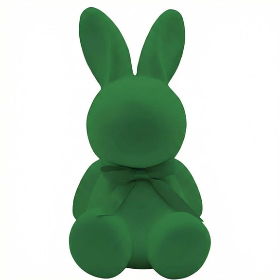 laqbezok 7.87" Easter Flocked Bunny Decoration, Green Large Velvet Moss-Like Rabbit Figurine, Cute Plastic Spring Ornament for Tabletop & Holiday Displays
