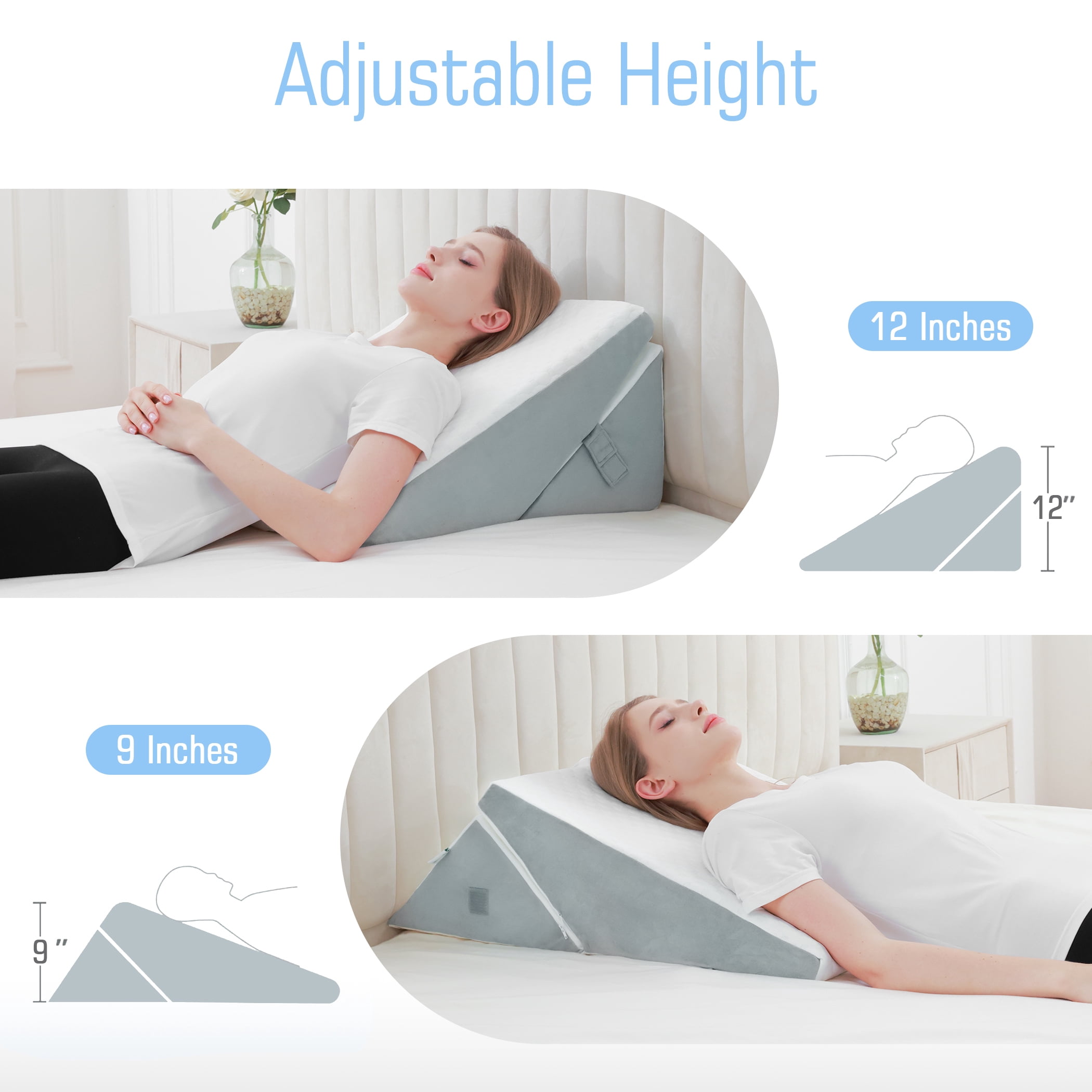 Flyxunfri Adjustable Bed Wedge Pillow for Sleep Apnea, 7-in-1 Body Positioner with Memory Foam, Acid Reflux Pillow, Anti-Snore, Back Pain Relief, Post-Surgery