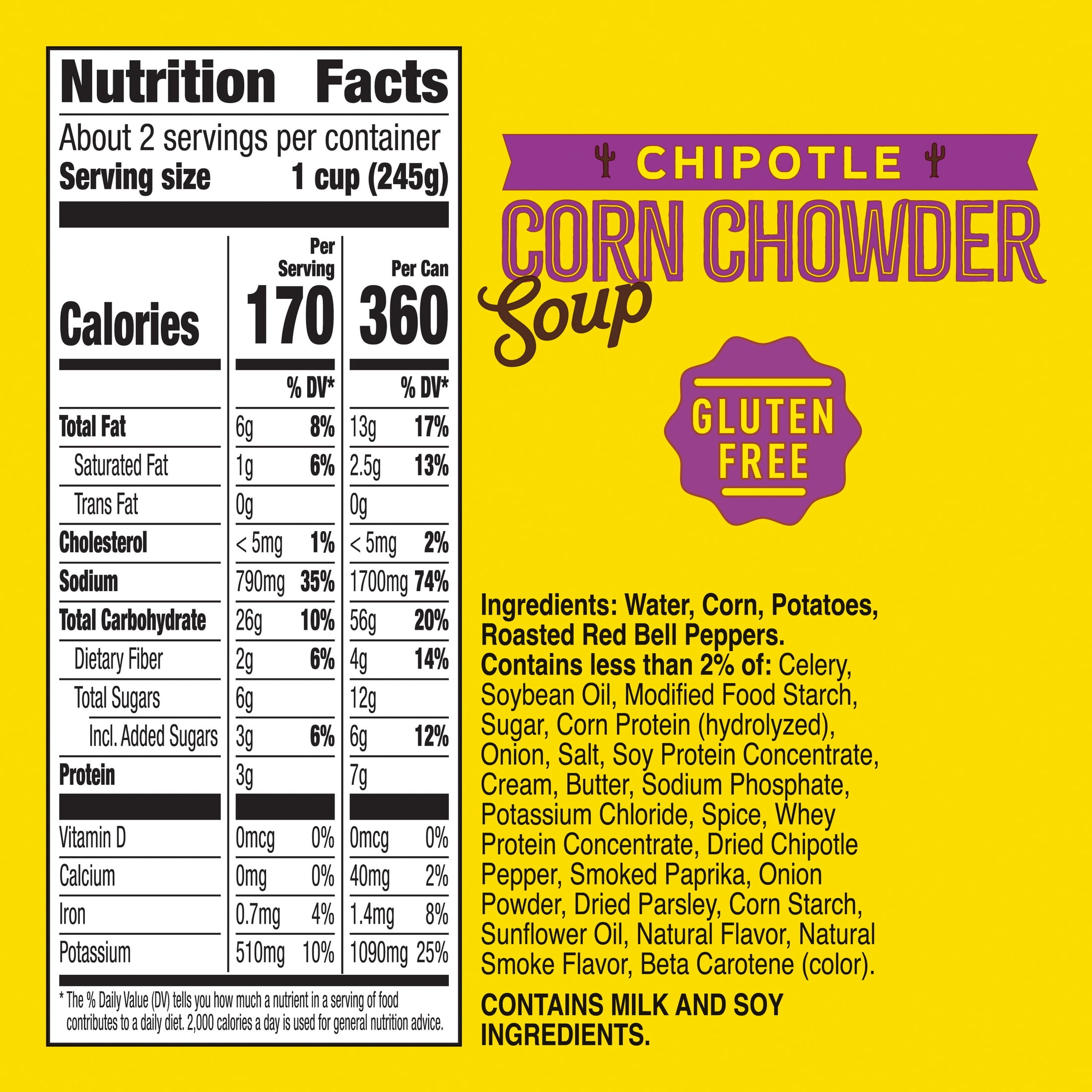 (4 pack) Old El Paso Chipotle Corn Chowder Soup, Ready to Serve Canned Soup, 18.5 oz