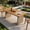 Brown + Teak + Acacia Wood + Wicker, variant on Outdoor Acacia Wood Dining Table with Wicker Base, Teak Finish – Patio Dining Table with Weather-Resistant Design, Seats 6-8, for Garden, Deck, Backyard