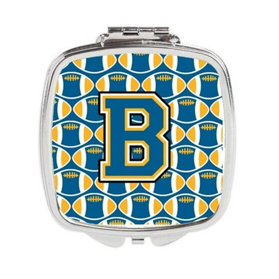 Carolines Treasures Letter B Football Blue & Gold Compact Mirror 3 x 0.3 x 2.75 in.