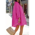 thumbnail image 3 of Long Sleeve Women's Basic Oversized Tie Button Shirt Casual LooseSolid Color Lapel Long Shirt Top with Pocket, 3 of 7