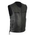 thumbnail image 4 of Olyvenn Men's Motorcycle Vest Genuine Cowhide Leather Sleeveless Biker Waistcoat Side Lace-Up Punk Gothic Retro Black Brown Plus Size Black 10, 4 of 5