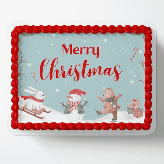 Christmas Edible Image Icing Cake Topper for Quarter Sheet Cake, by TNCT