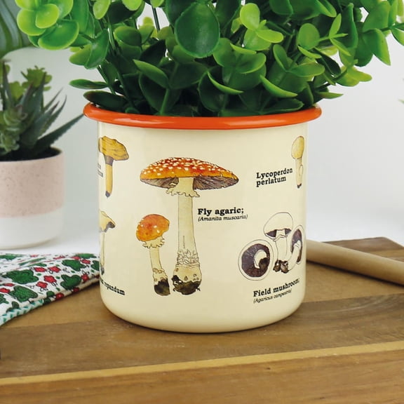 Gift Republic Mushroom Planter – Decorative Enamel Metal Planter for Herbs, Succulents & Indoor Plants