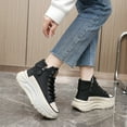 thumbnail image 6 of Womens Platform High Top Canvas Shoes Thick Sole Non Slip Casual Dress Shoes Comfortable Lace Up Sneakers, 6 of 7