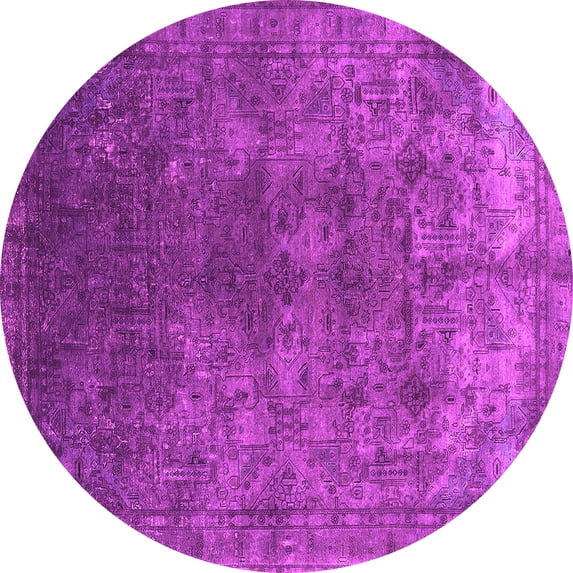 Ahgly Company Indoor Round Oriental Pink Industrial Area Rugs, 3' Round