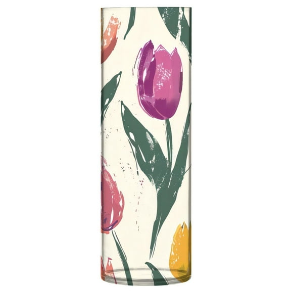 Plastic Vase 11.8 x 3.9 Inch Vase Transparent Non-Breakable Plastic Ornamental Culture Bottle Storage Jar Modern Family Wedding Decoration Pink Rose