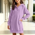 thumbnail image 5 of BXJX Girls Sweatshirt Dress 7-8, Spring Fall Hooded Pullover Long Sleeve Sweatshirt with Pockets Purple, 5 of 6