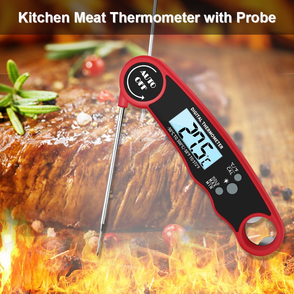 Meat Thermometer Digital Probe Fish Battery Included Steak for Kitchen Cooking Food Meat Grill Jam Hot Drinks Milk Candy Chocolate Tempering BBQ Digital Cooking Thermometer 