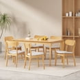 thumbnail image 6 of GDF Studio Carmody Wood and Fabric 7 Piece Dining Set, Natural Oak, Light Beige, 6 of 10