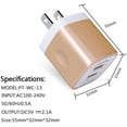 thumbnail image 3 of Charger Block,2PACK USB Wall Charger Adapter,AILKIN 2.1A Dual Port Fast Charging Station Plug Charger Blocks iPhone Wall Charger,Gold, 3 of 5