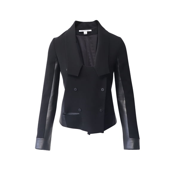 Pre-Owned Diane Von Furstenberg Cropped Blazer in Black Triacetate