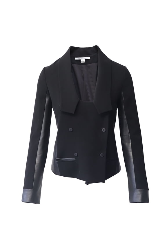 Pre-Owned Diane Von Furstenberg Cropped Blazer in Black Triacetate