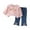 Pink, variant on Odeerbi 1-5 Years Toddler Girls Cotton Outfits Peter Pan Collar Long Sleeve Shirt Jeans Two-piece Set Casual Flower Collar Shirt Bow Tie Denim Pants Loungewear Toddler Girls Clothes