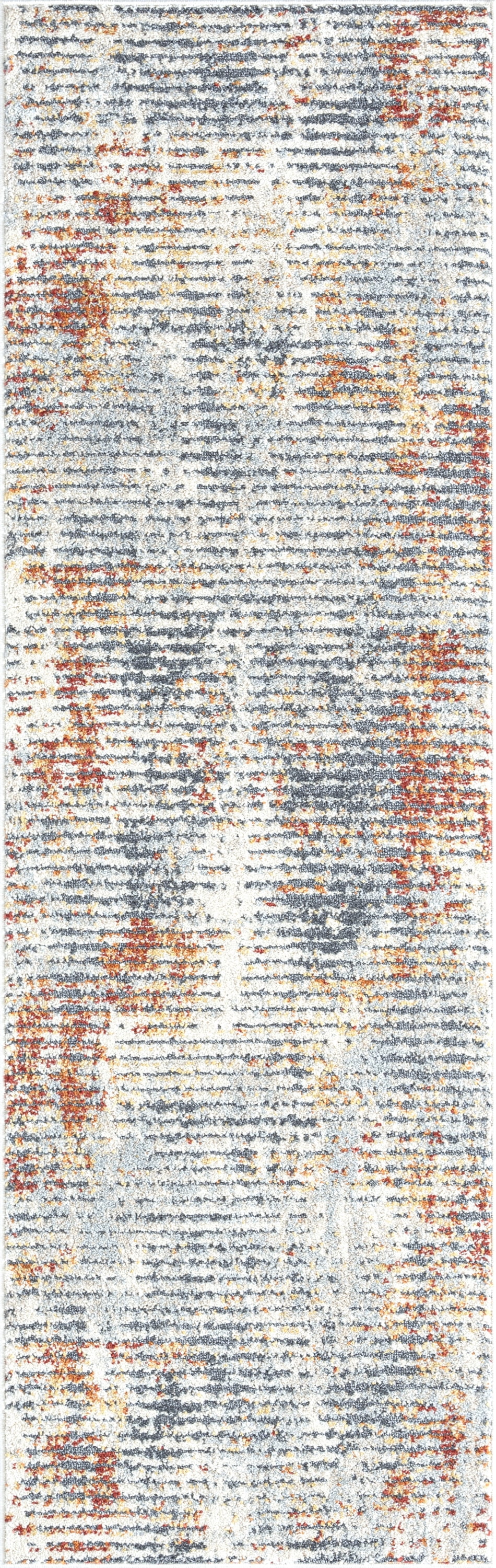 Contemporary 2x8 Area Rug (2'3'' x 7'3'') Abstract Gray, Rust Indoor Runner Easy to Clean