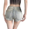 thumbnail image 4 of nerohusy Denim Ripped Shorts for Women Casual Summer Denim Shorts Mid Waisted Stretchy Ripped Jean Shorts with Pockets 2025 Blue,XXXXL, 4 of 5