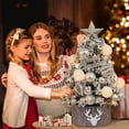 thumbnail image 3 of Januofit Mini Flocked Christmas Tree with Lights, 2ft Small Tabletop Tree with 24pcs DIY Decorations, LED Lights for Indoor Holiday Decor, 3 of 7