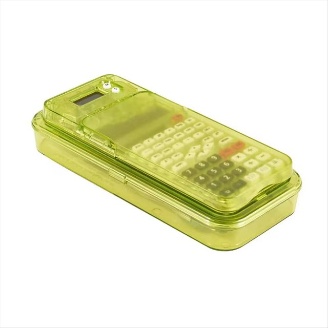 Calculadora Científica Multifunción Luxmoc, Estuche Transparente con Pantalla de Tiempo, Calculadora Científica Amarilla