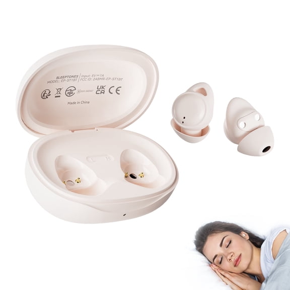 MEE audio SleepTones Wireless Bluetooth Sleeping Earbuds with Low Profile Earpieces & Charging Case (Beige)