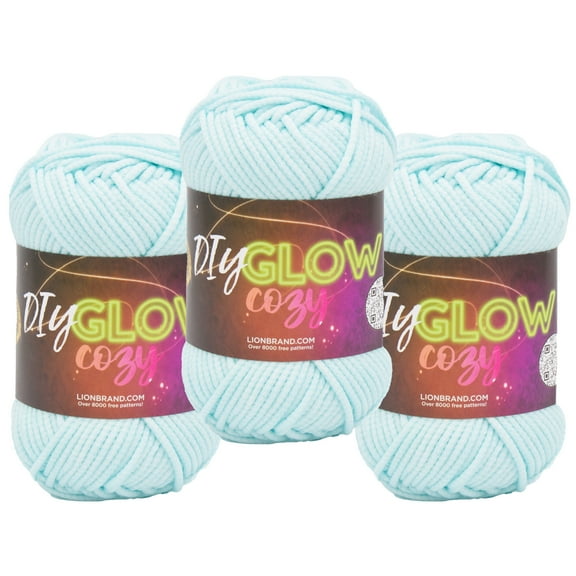 Lion Brand Yarn DIY Glow Cozy Aqua 197-105Q Medium Polyester 3 Pack