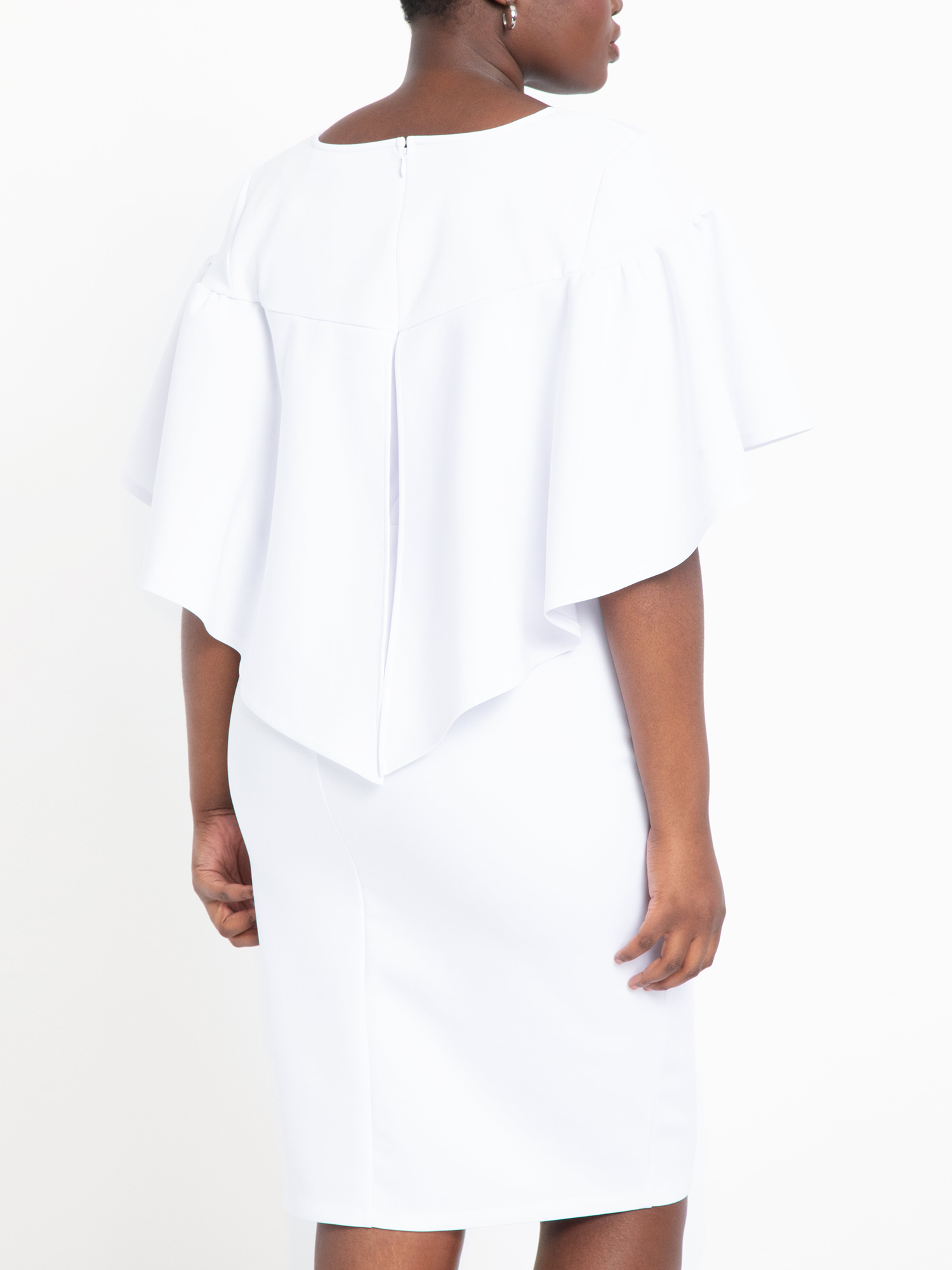 ELOQUII Women s Plus Size Ruffle Cape Dress Walmart