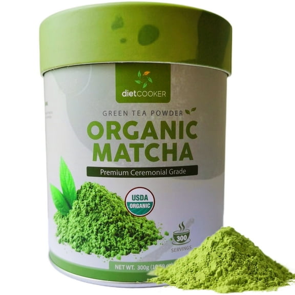DIET COOKER Organic Premium Grade Matcha Powder, 300g Premium First Harvest Green Tea Powder Vegan, Gluten-Free, Sugar-Free with No Additives