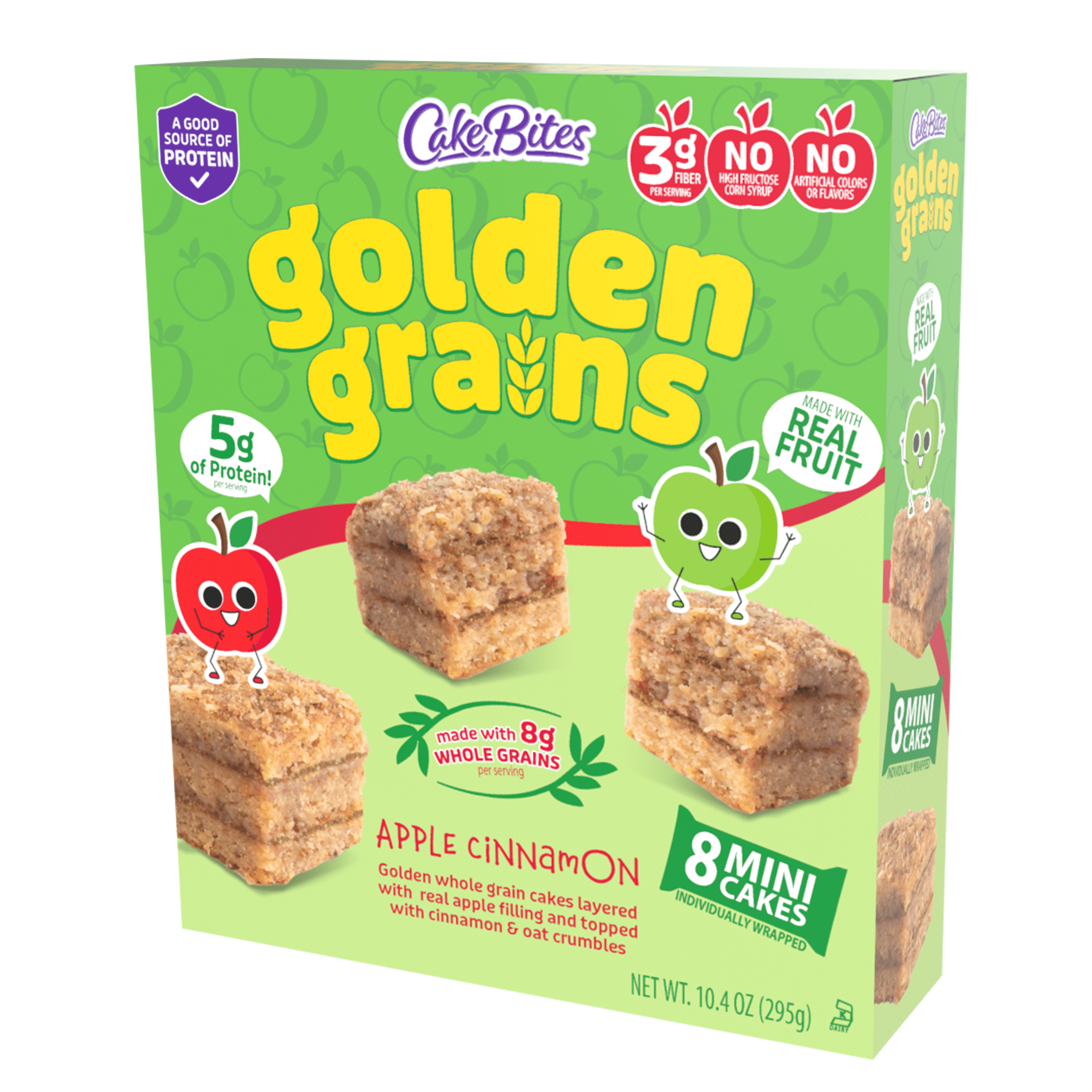 (3 pack) Cookies United Golden Grains Apple Cinnamon, 8 Mini Cake bites, 10.4oz, Shelf Stable