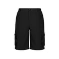 thumbnail image 4 of Amzcrzy Cargo Shorts for Men with Button Pockets Oversized Staight Leg Summer Workout Shorts Lightweight Elastic Waist Knee Length Hiking Shorts Casual Solid Color Outdoor Mens Shorts Black L, 4 of 7