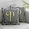 thumbnail image 3 of Grey and White Chevron with Yellow Monogram Initial P Pillow Case, 3 of 7