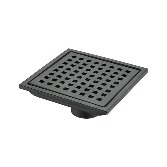 JERFIT 6 Inch Square Shower Drain Cover, Stainless Steel Grid Floor Drain Grate for Bathroom Kitchen, Matte Black