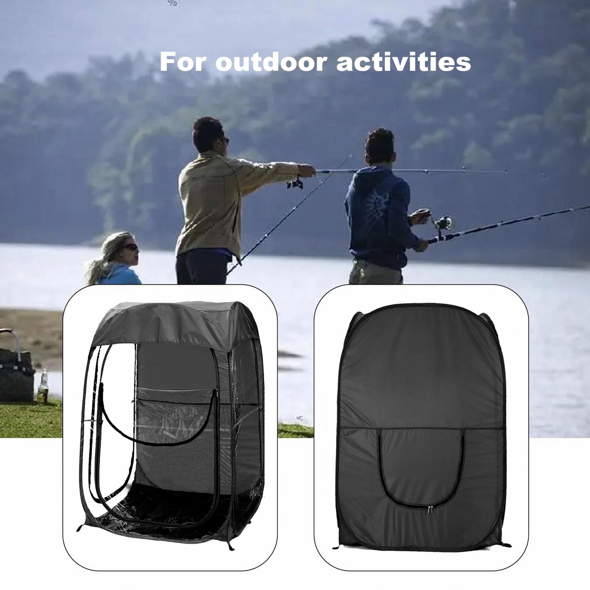 Pop up Sports Tent,Waterproof Outdoor Pod,Portable All-Weather Shelter for Outdoor Events,Camping,Fishing and Beach,Black02