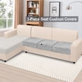 thumbnail image 2 of Furniture Cover NAISI Funda de cojín elástica de terciopelo de 3 piezas para sofá, gris claro, 2 of 6