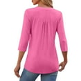 thumbnail image 4 of Women's V Neck Ruffle Detail T Shirt Casual Sleeve Top for Summer Outdoor Home Wear with Jeans Or Pants Casual T Shirt for Women Women Athletic T Shirts Medium Women Shirt Women T Shirt Long, 4 of 5