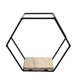 thumbnail image 1 of Estante de pared hexagonal para almacenamiento en la pared, 2 unidades, soporte de exhibición, estantes de hierro forjado y madera, 1 of 6