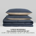 thumbnail image 4 of The Sheet Lab Reversible Box Stitch Comforter Set, 3-Piece Full/Queen – Navy Blue/Tan, 4 of 9
